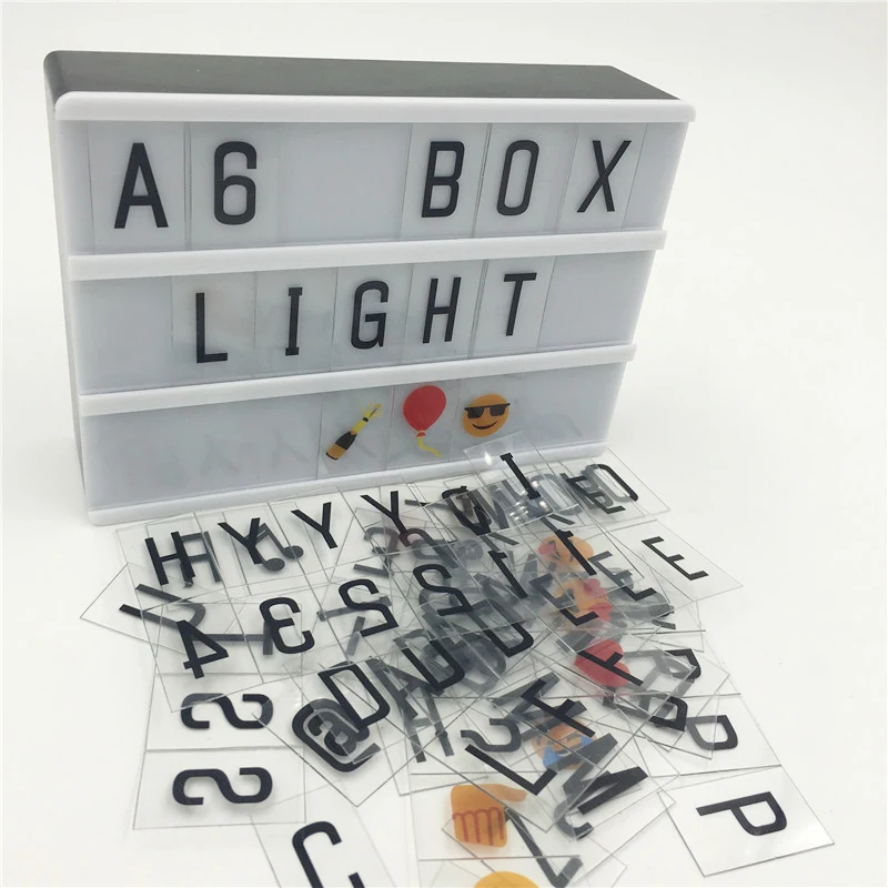 Большая распродажа A4 A5 A6 Размер Cinemaic Lightbox ночник Питание от батареи AA или USB кабель с 90 шт. символами букв карты DIY огни