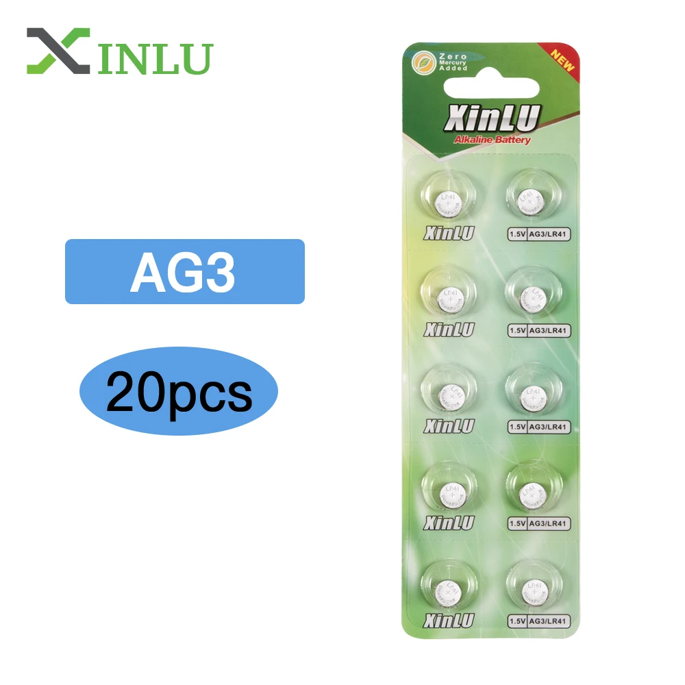

20pcs LR41 AG3 392A SR41SW 384 LR736 V3GA 192 1.55V button Cell Coin Battery A G3 Battery,XINLU Battery