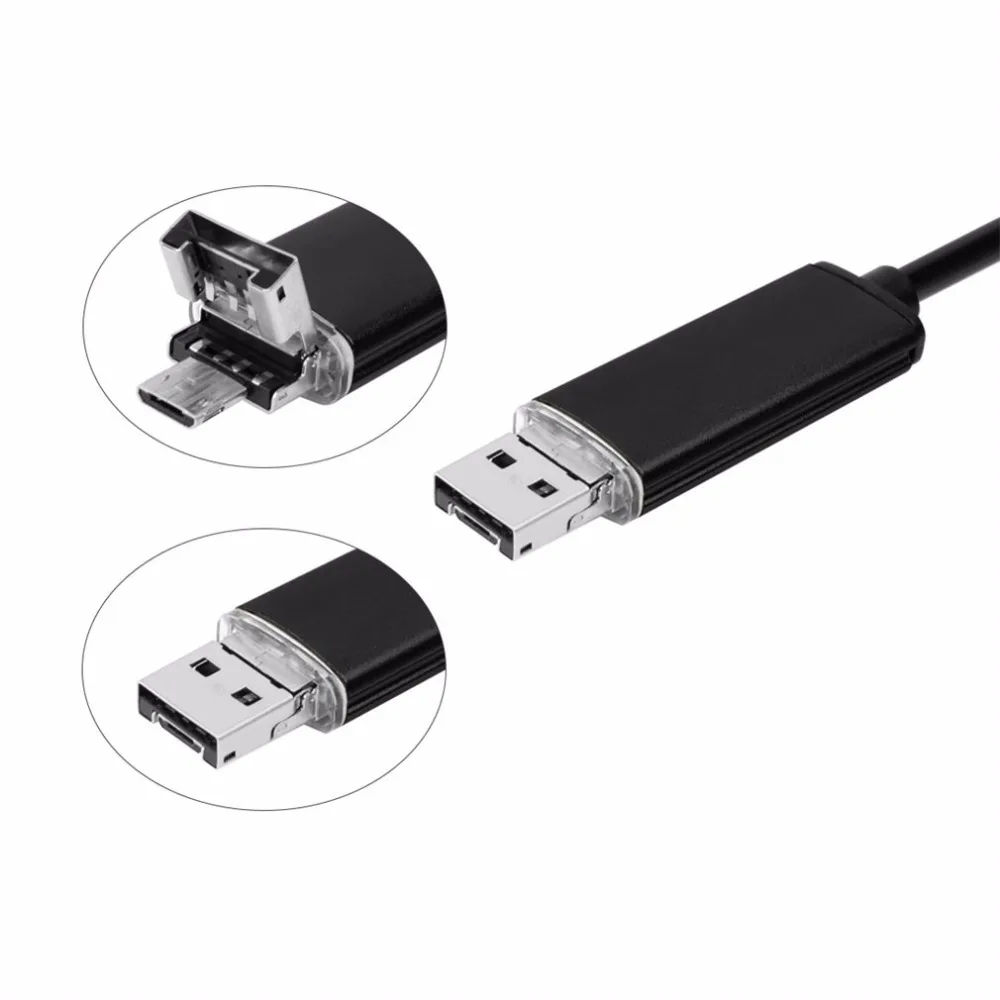 2 в 1 2 м 7 мм объектив USB Инспекционная камера Водонепроницаемый 6 светодиодов мини USB эндоскоп бороскоп трубка для Android ПК компьютер