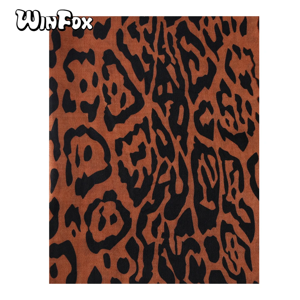 Winfox модный черно-белый шарф Леопардовый женский длинный мягкий шали из фуляра с