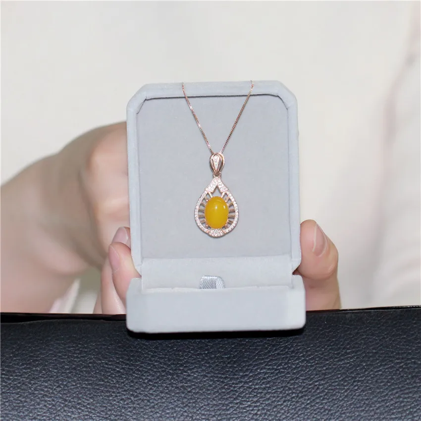 Женское ожерелье из серебра 925 пробы с халцедоном 4 карата|fine jewelry|box necklacebox box |
