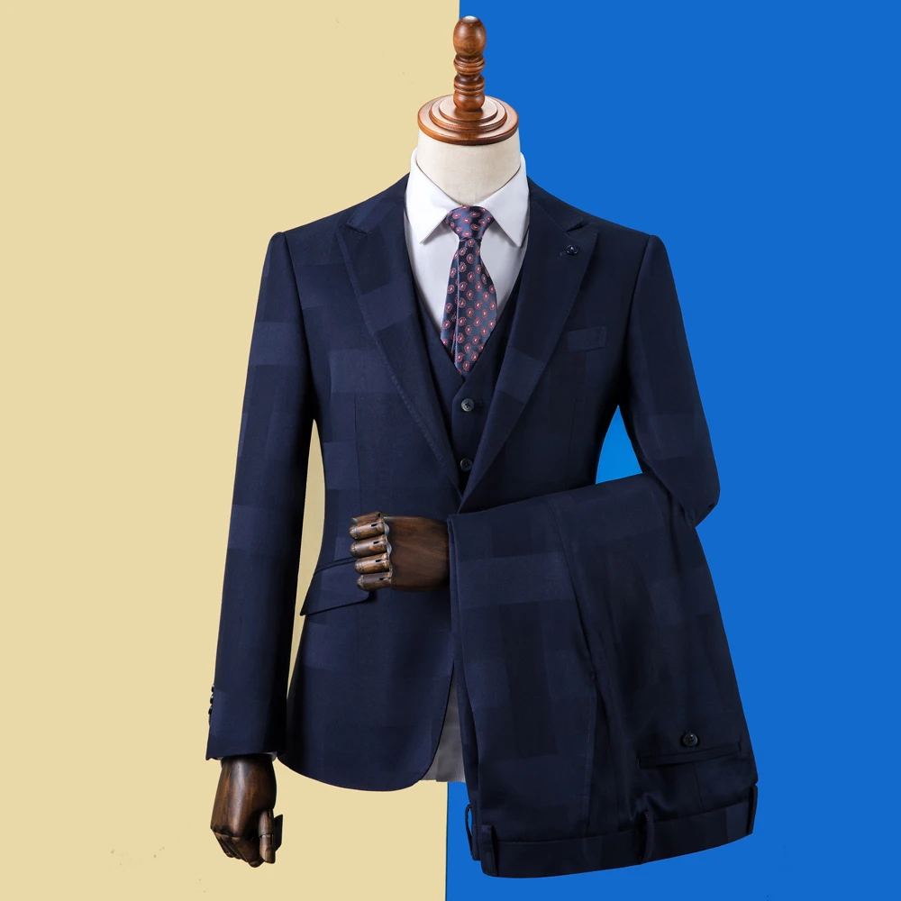Blazer Pants Vest OSCN7 мужские костюмы в полоску на заказ, приталенный мужской костюм для свадебной вечеринки, модный костюм из 3 предметов, блейзер, брюки, жилет, ZM-598 - Цвет: Blazer Pants Vest