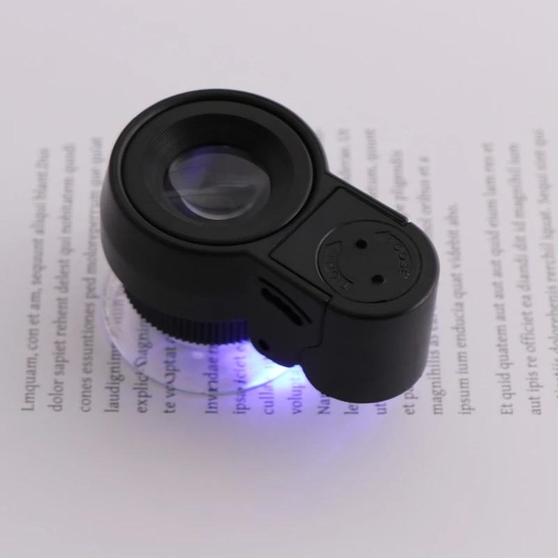 Регулируемая лупа увеличительное стекло 45X Loop LED Focus UV светильник 3 x LR1130 с кнопкой