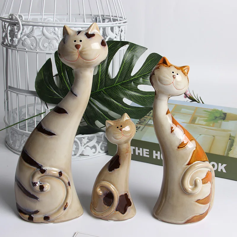 

3 Pieces Cat cat Super Ceramic Art model Decoration Table Decoration Cats Bedroom Museum Exhibition Store Display Accessories