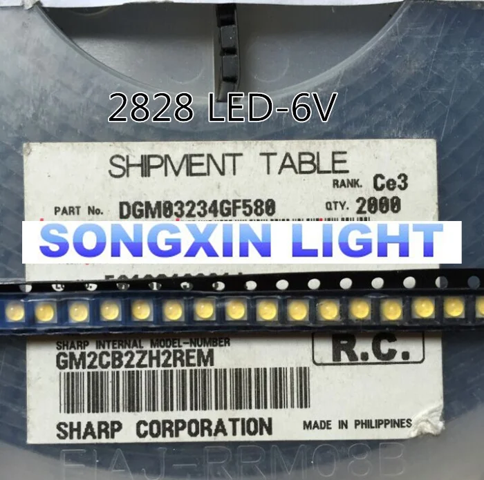 1000pcs FOR SHARP LED Backlight High Power 0.8W 2828 6V Cool white 45LM GM2BB1ZF2CEM TV Application | Электронные компоненты и