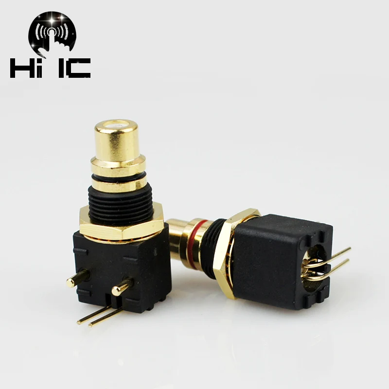2 шт. HIFI медь позолоченный RCA клемма гнездо разъема ПП аудио вилка 90 градусов