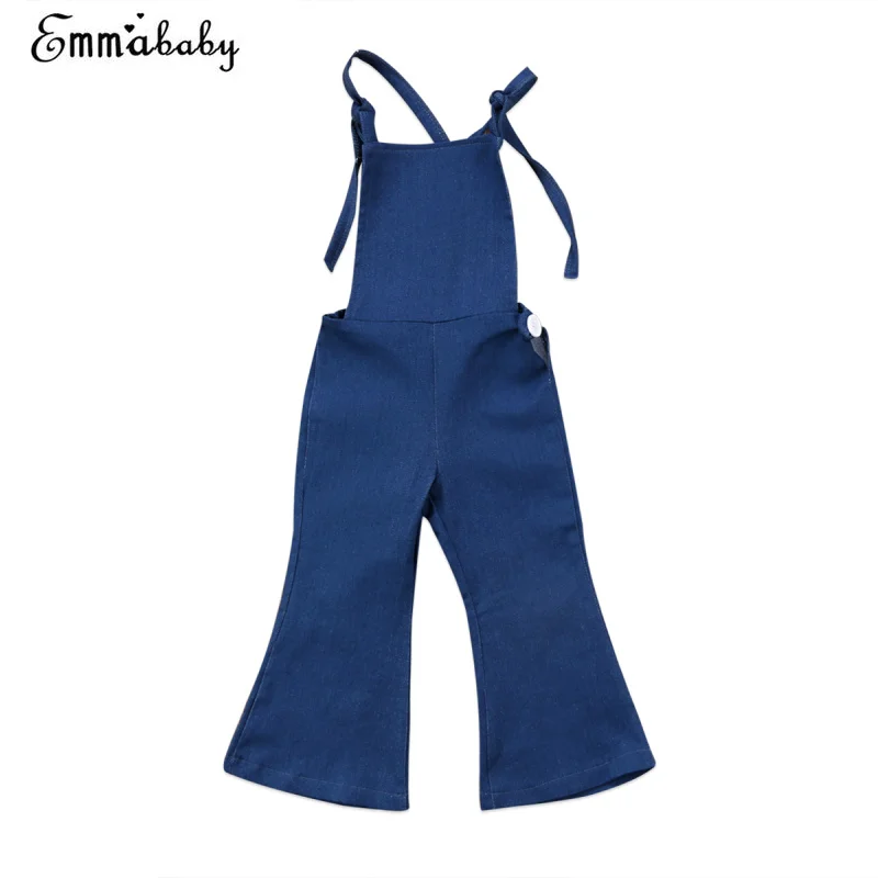 Детский джинсовый комбинезон без рукавов с открытой спиной|kids trousers girl|kids girls