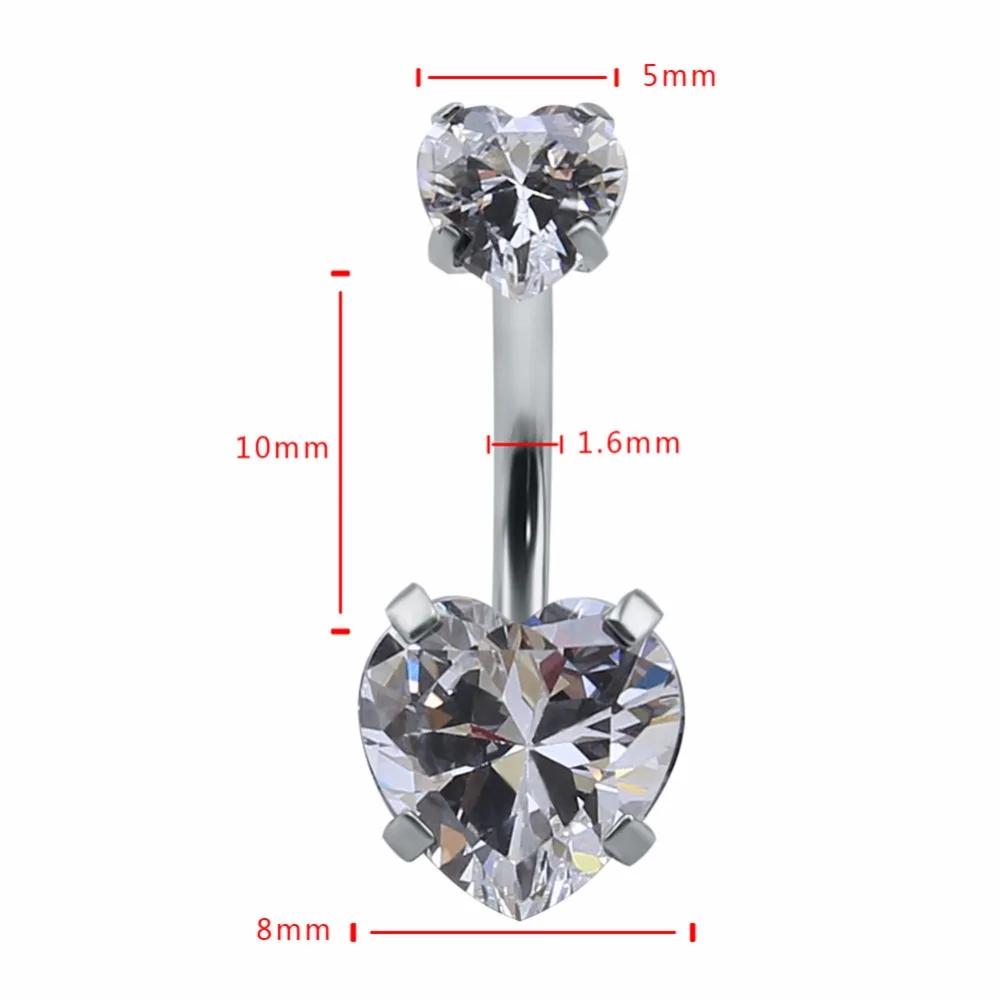 Heart Crystal Belly Button Rings Bar Navel Piercing Jewelry Hot Summer Women Nombril | Украшения и аксессуары