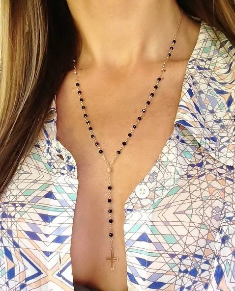 Цепочка с длинными бусинами и кулоном в богемном стиле|Ожерелья подвеской| |