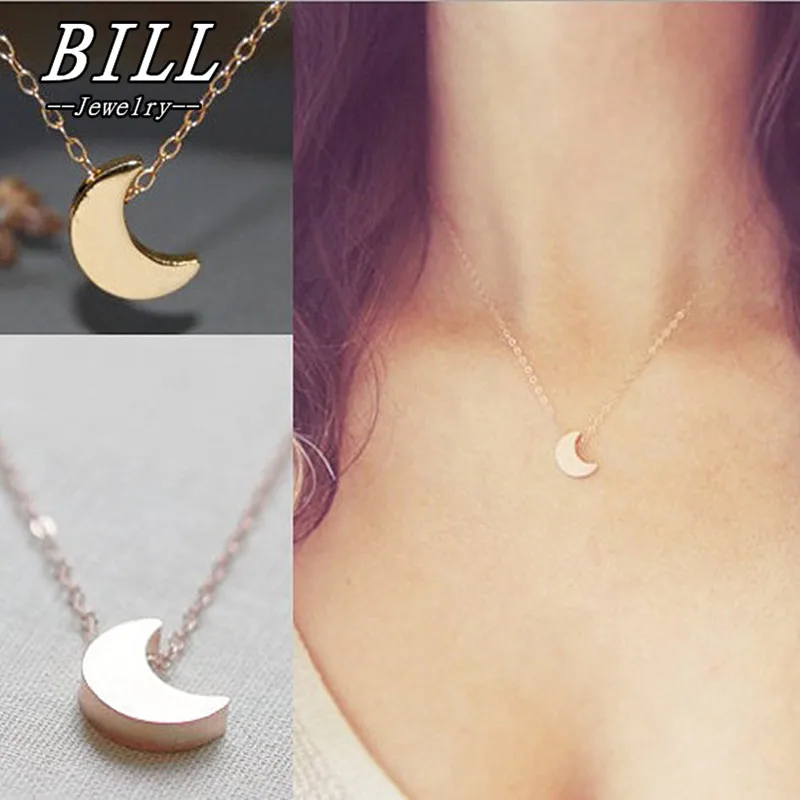 N317 Rescent Moon Pendant Clavicle Necklace Minimalist Women Fashion Collares Summer Everyday Jewelry Solid Bijoux | Украшения и