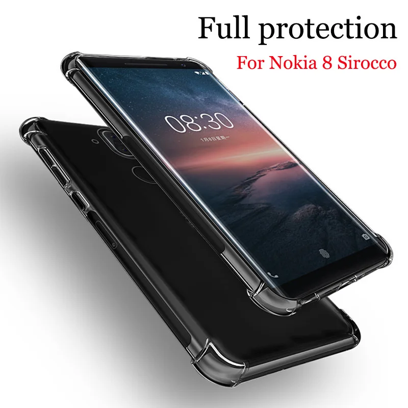 2 шт. для Nokia 8 Sirocco чехол мягкий прозрачный ТПУ телефон чехлы Nokia8 задняя крышка shell |