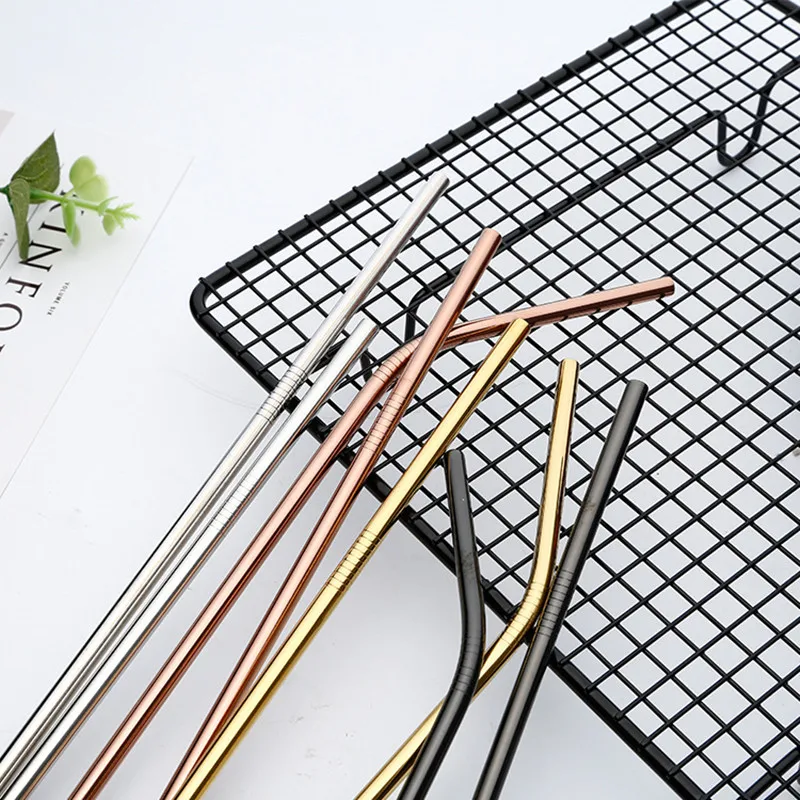 Stainless Steel Drinking Straws Reusable For Birthday Wedding Decorative Party Event Supplies Summer Metal Straw Brush | Дом и сад