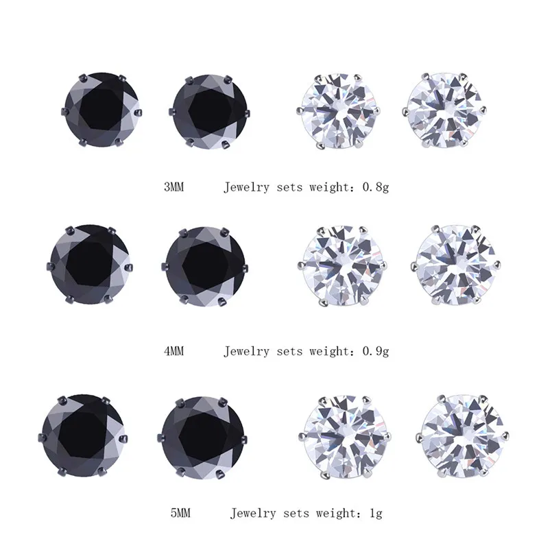 6 пар/партия женские серьги-гвоздики с фианитом | Украшения и аксессуары