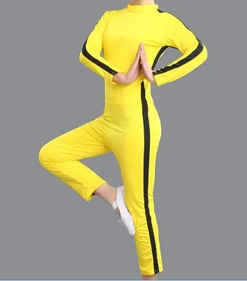 Unisex Adult Kids Bruce Lee Cosplay Jeet Kune Do Chinese Kung Fu Jumpsuit Cosplay Costume Zentai Suit Game of Death Yellow Color images - 6