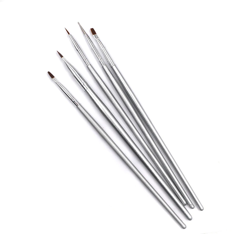 5 шт. УФ гель Живопись Рисунок Кисточки расставить Pen Set Liner Кисточки DIY Серебряный Ручка Маникюр Дизайн ногтей Инструменты