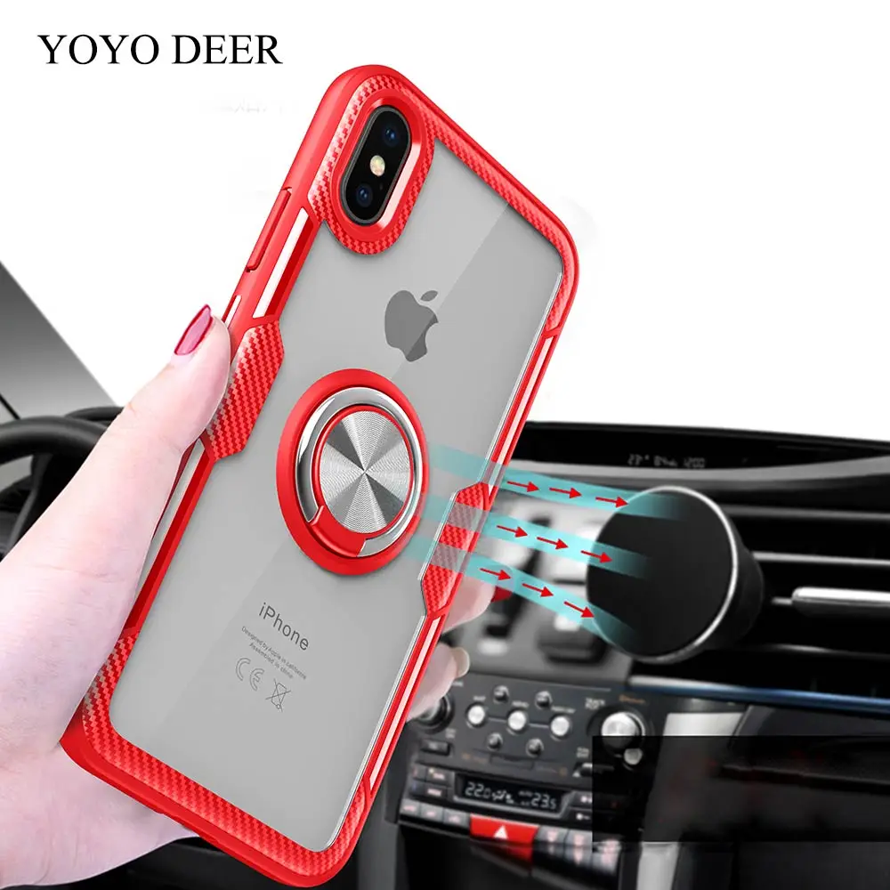 YOYODEER Clear Phone Case for Apple iPhone X XS Max XR Luxury Magnetic Car Holder Fundas Housing Coque Back Cover iPhoneX |