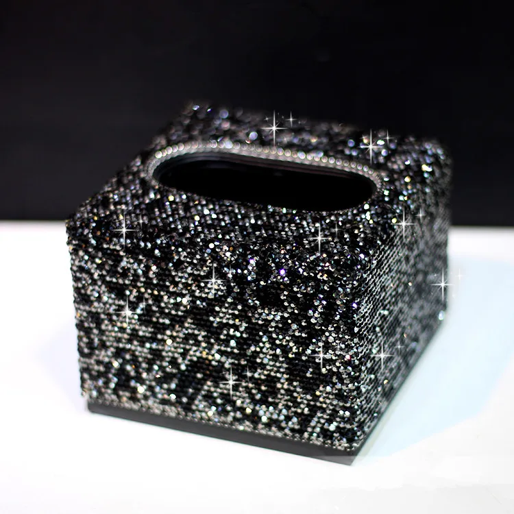 

Square tissue box holder with Crystals Tissue boxes decor Car tissue holder case Office decorations