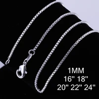 hot wholesale 1mm box chain necklace925 sterling silver chain necklace 1618202224inchwholesale fashion chain necklace