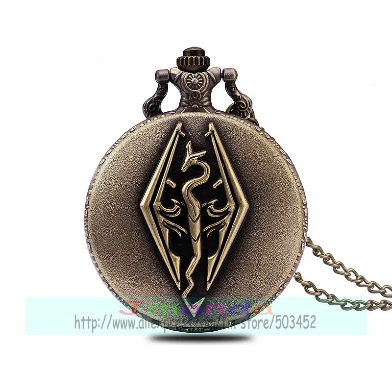 100 шт./лот карманные часы в виде змеи бронзового цвета кварцевые с ожерельем