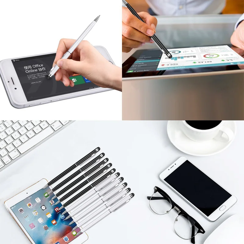 10pcs Tablet Stylus Pen Universal 2 in 1 Capacitive Touch Screen with Ball Point for iPad iPhone Samsung Huawei | Компьютеры и офис