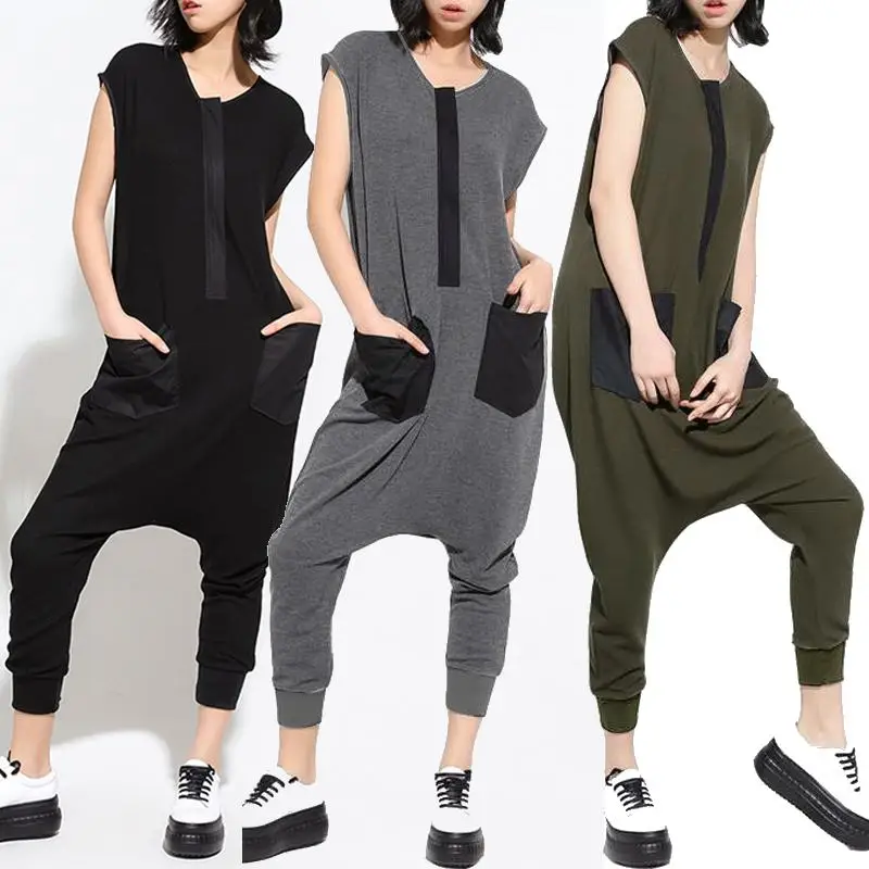 

Drop Crotch Overall ZANZEA 2019 Fashion Women's Summer Jumpsuits Causal Short Sleeve Rompers Feamle Pants Playsuits Plus Size