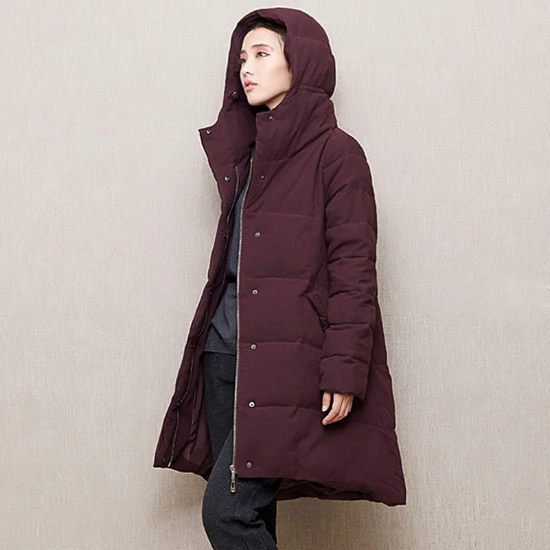 

Женская парка с капюшоном, зимняя теплая Толстая Повседневная Длинная пуховая куртка, пальто