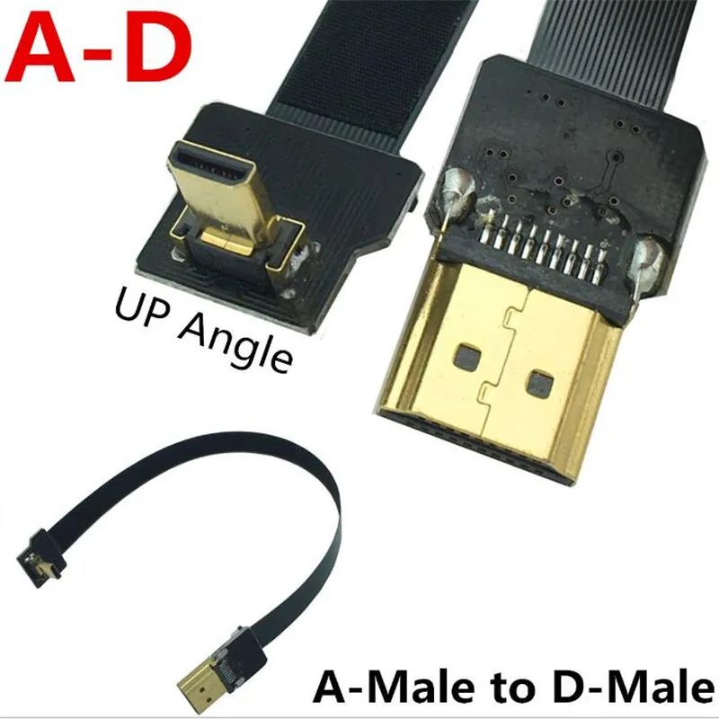 FPV Micro HDMI совместимый штекер под углом 90 градусов к HD штекеру HDTV FPC плоский кабель