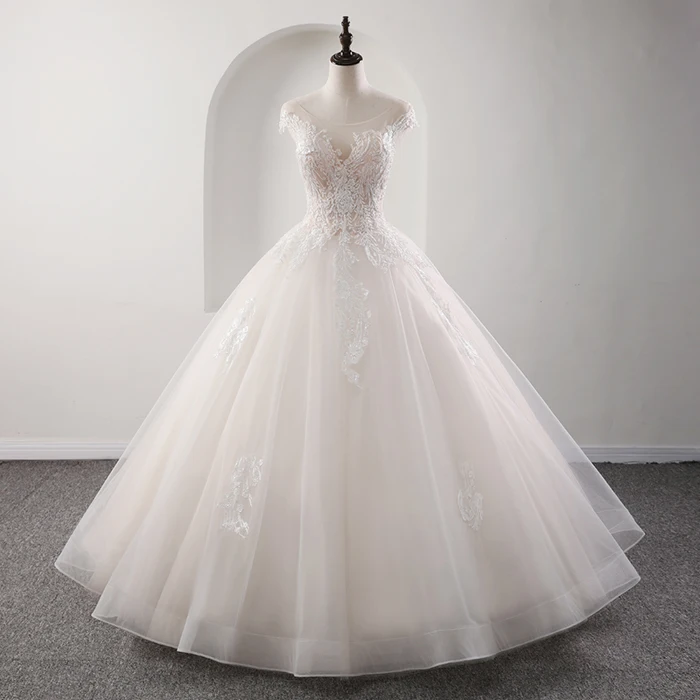 Fansmile Иллюзия Принцесса Свадебное бальное платье Свадебные платья Vestido De Noiva размера плюс Индивидуальные Свадебные платья FSM-561F