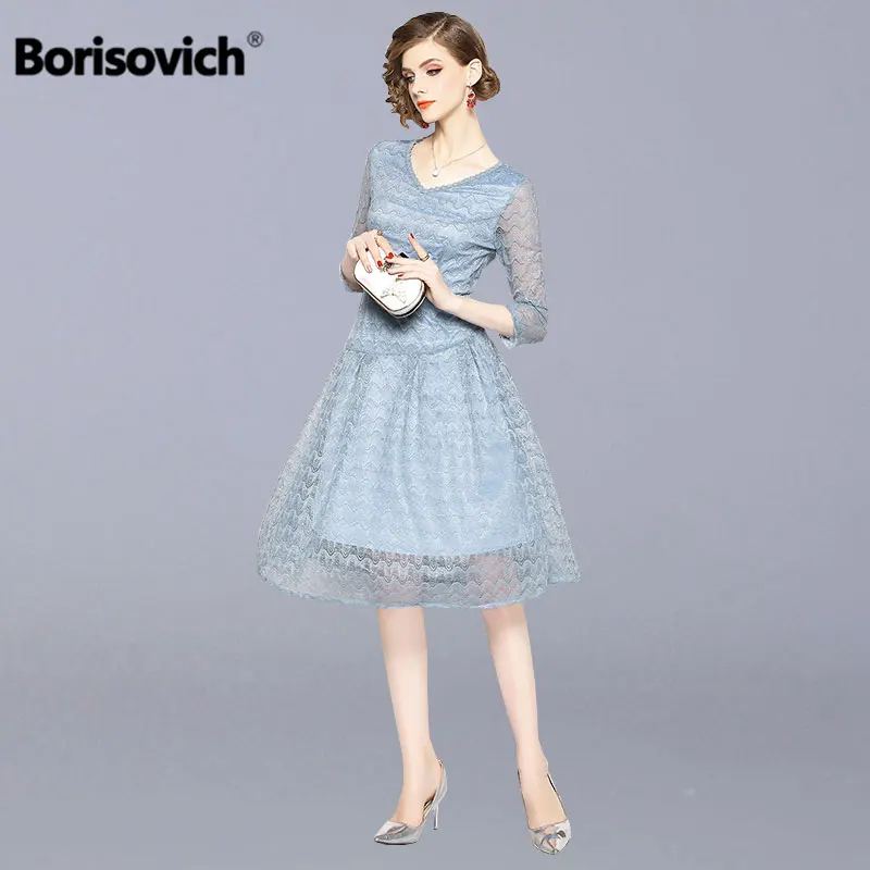 Женское кружевное платье Borisovich повседневное элегантное облегающее