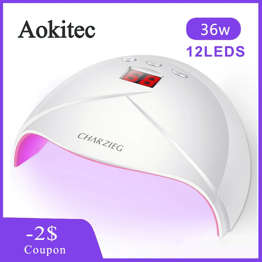 Aokitec 36 Вт USB лампа для ногтей УФ светодиодный Лампа для отверждения всего геля 60 s/80 s/99 s 3 Таймер Маникюр 12 шт. светодиодный экран дисплей лампа для сушки ногтей