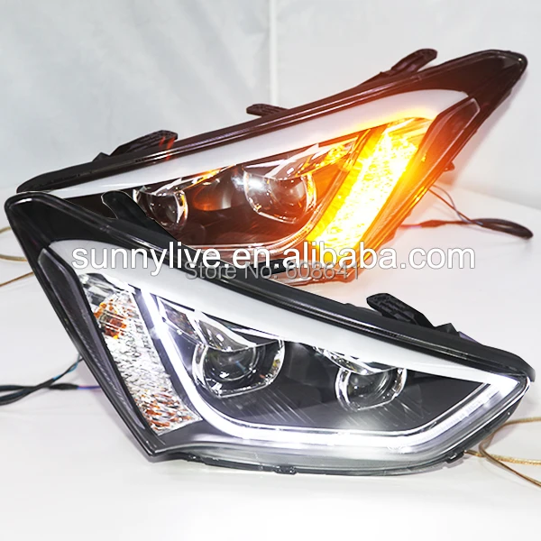

2013-2014 Year for Hyundai New Santa Fe ix45 LED Strip Head Light with Bi Xenon Projector Lens TLZ