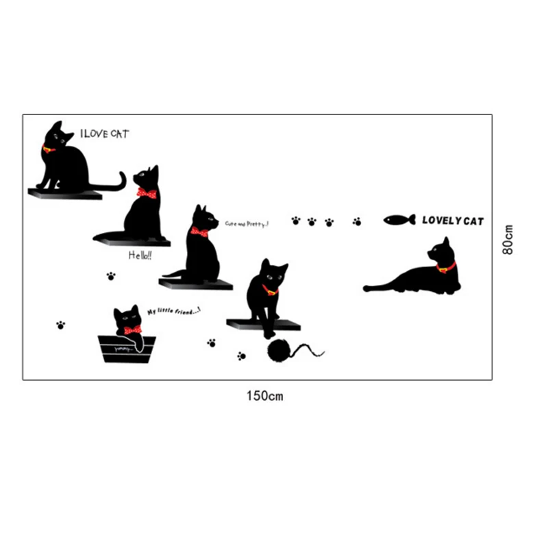 1 шт. настенные наклейки для детской комнаты милые играющие кошки дома подарок