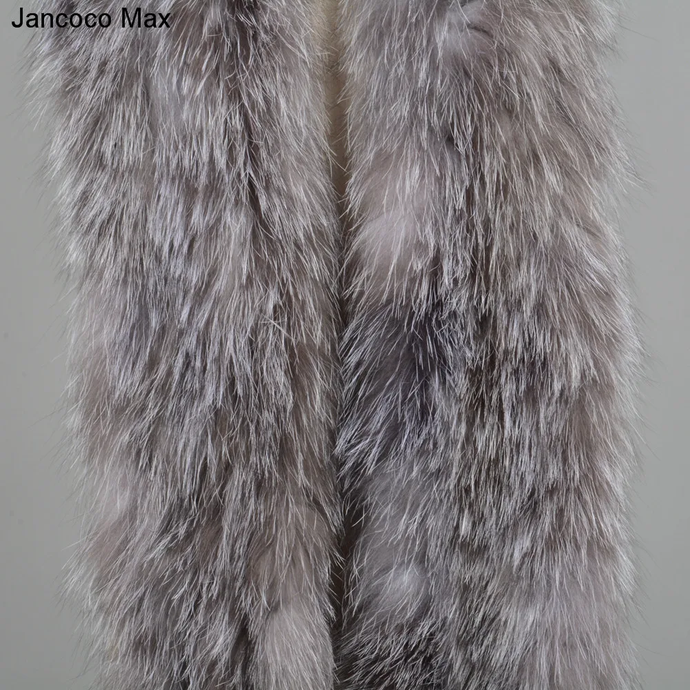 Jancoco Max Зимний Леди натуральным лисьим мехом вязанный длинный шарф Высокое качество мягкие теплые шали лучший подарок глушители S7180