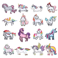 cartoon unicorn patches flower stickers diy iron on clothes heat transfer applique embroidered patch applications cloth fabric