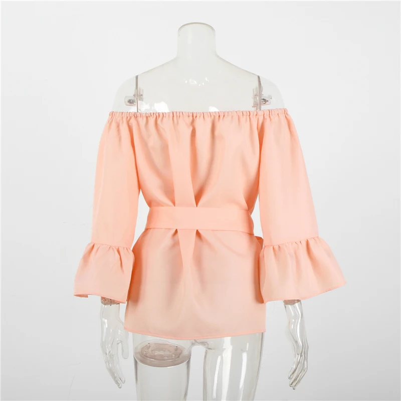 

Nice New Summer Fashion Slash Neck Blouse Women Casual Loose Off Shoulder Tops Long Sleeve Casual Daily Wear Tops Shirt 7Q1447