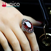 uunico best selling silver ring jewelry retro thai silver big ring red pomegranate jewelry exaggerated black mine ring