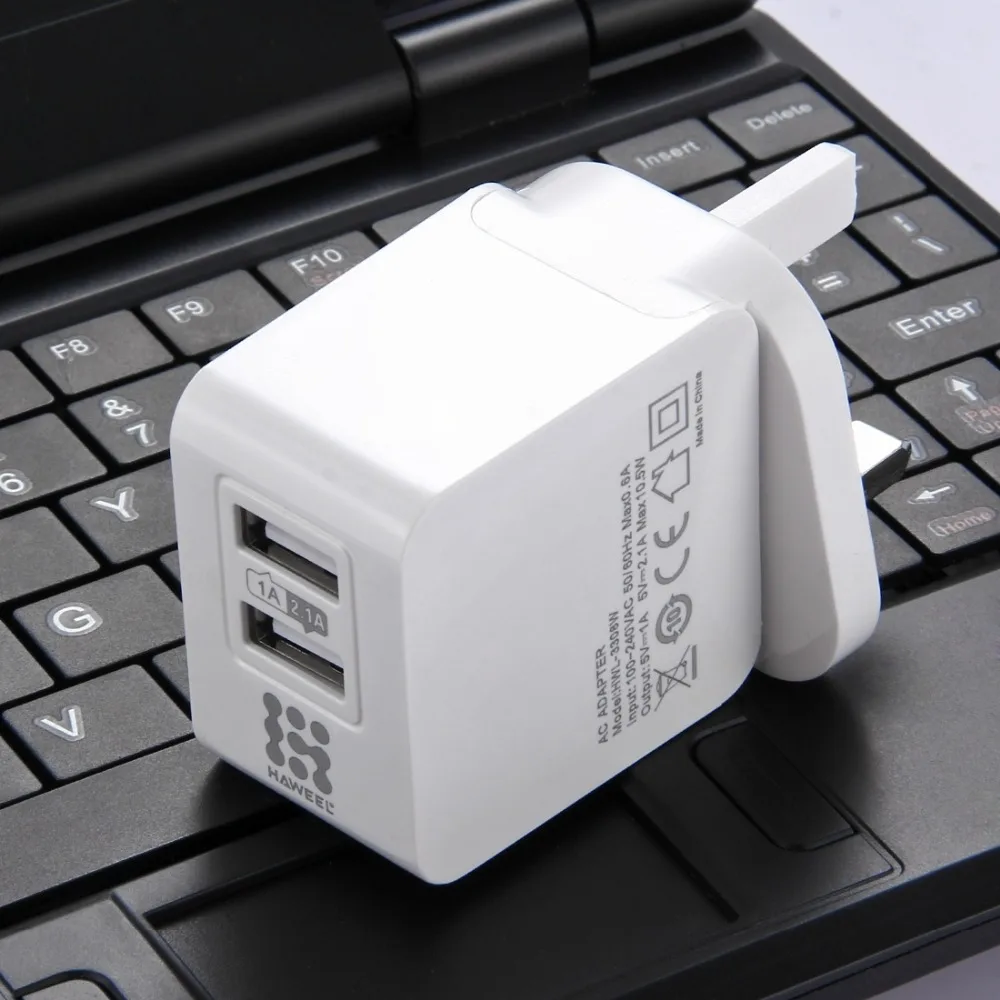 HAWEEL 2 USB Ports 1A / 2.1A Travel Charger for iPhone 6 &amp Plus Other Mobile Phones UK Plug(White) | Электроника