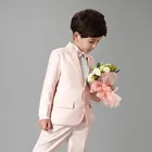 Блейзер светильник-розовый для мальчиков, 2 шт., свадебный костюм для мальчика, Свадебный костюм, смокинги для детей, пиджак с брюками