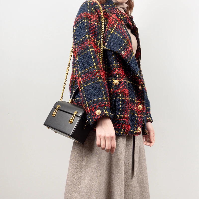 Винтажная дизайнерская женская сумка из натуральной кожи с пряжкой через плечо