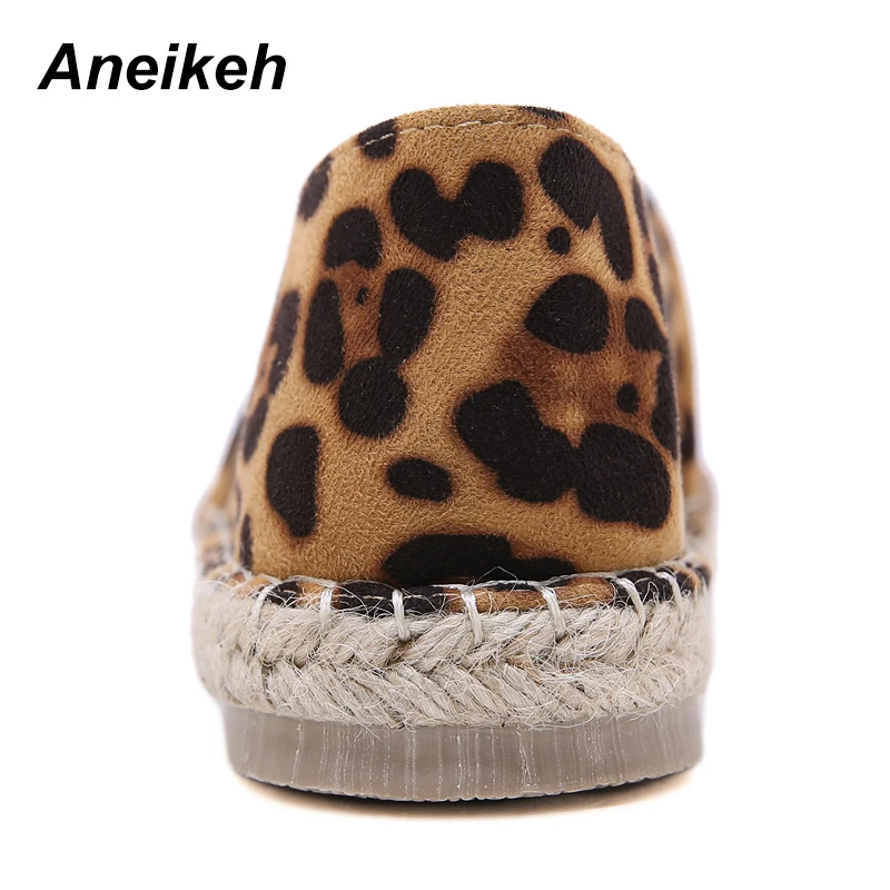 Aneikeh/; роскошные дизайнерские женские лоферы из конского волоса; подошва из пеньки; повседневная обувь на плоской подошве; женские эспадрильи; пикантная леопардовая обувь; zapatos mujer