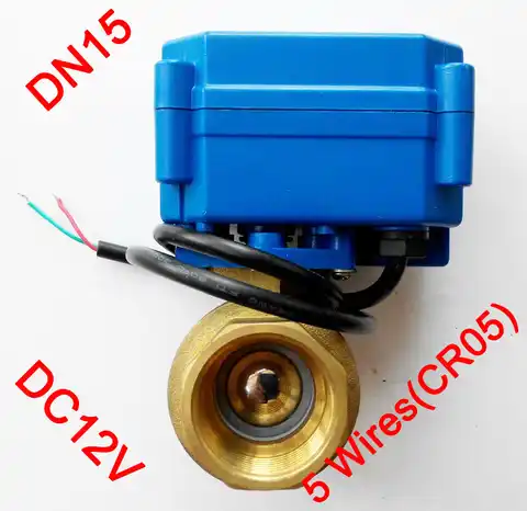 Электрический шаровой кран 1/2 дюйма, моторизованный клапан 12 В постоянного тока с 5 проводами (CR 05), электрический клапан DN15 для водонагреват...