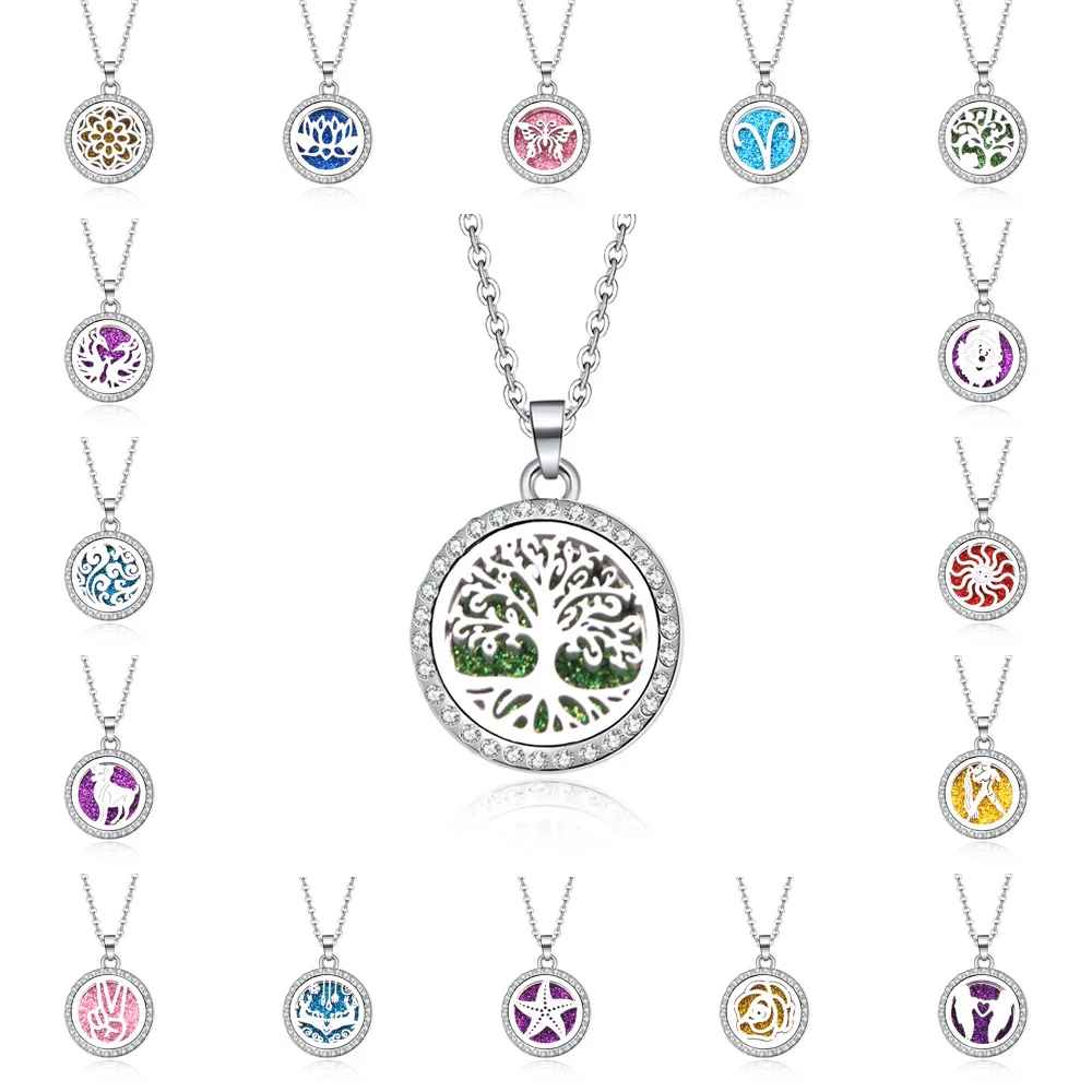 

tree of Life Aromatherapy Essential Oil Diffuser Perfume Locket Pendant shape Aroma Necklace Magnetic Gift Aroma jewelry
