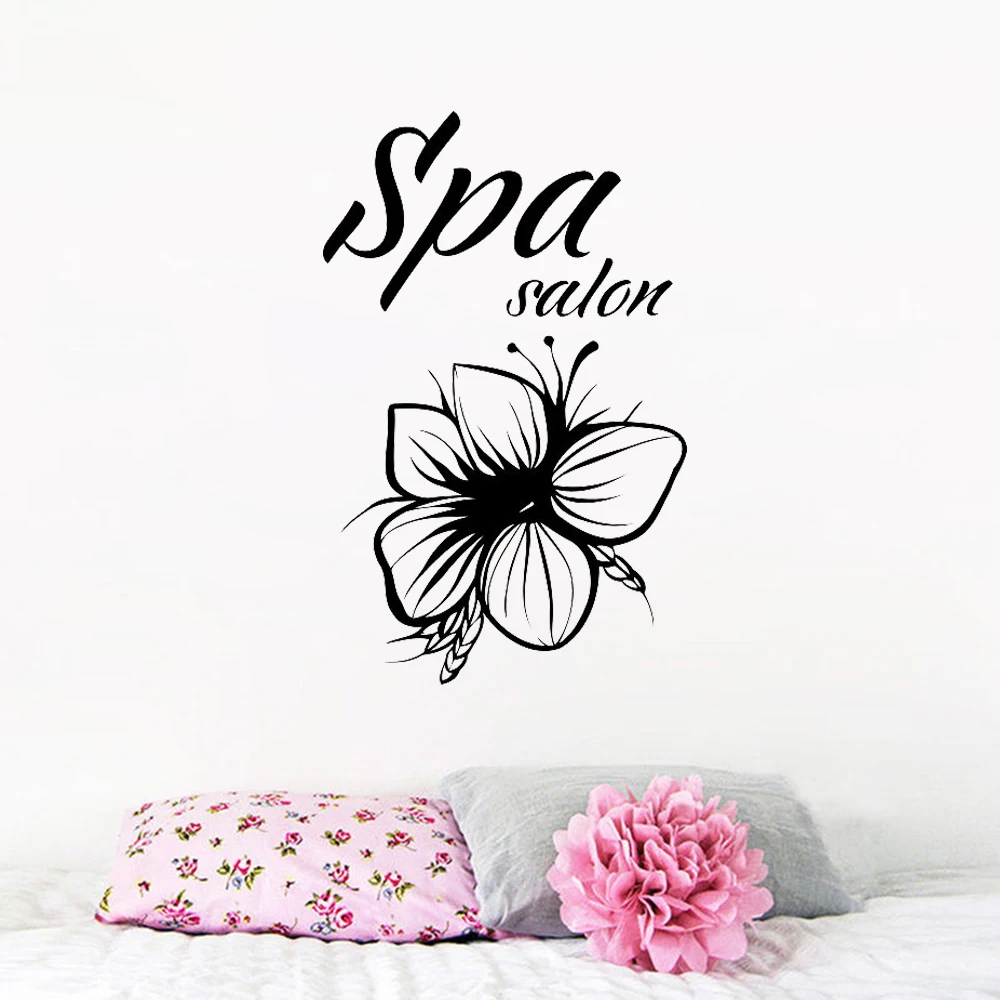 

Spa Salon Wall Decal Sign Beauty Flower Massage Vinyl Wall Sticker Modern Wall Room Decoration Removable Art Decals Muraux D605