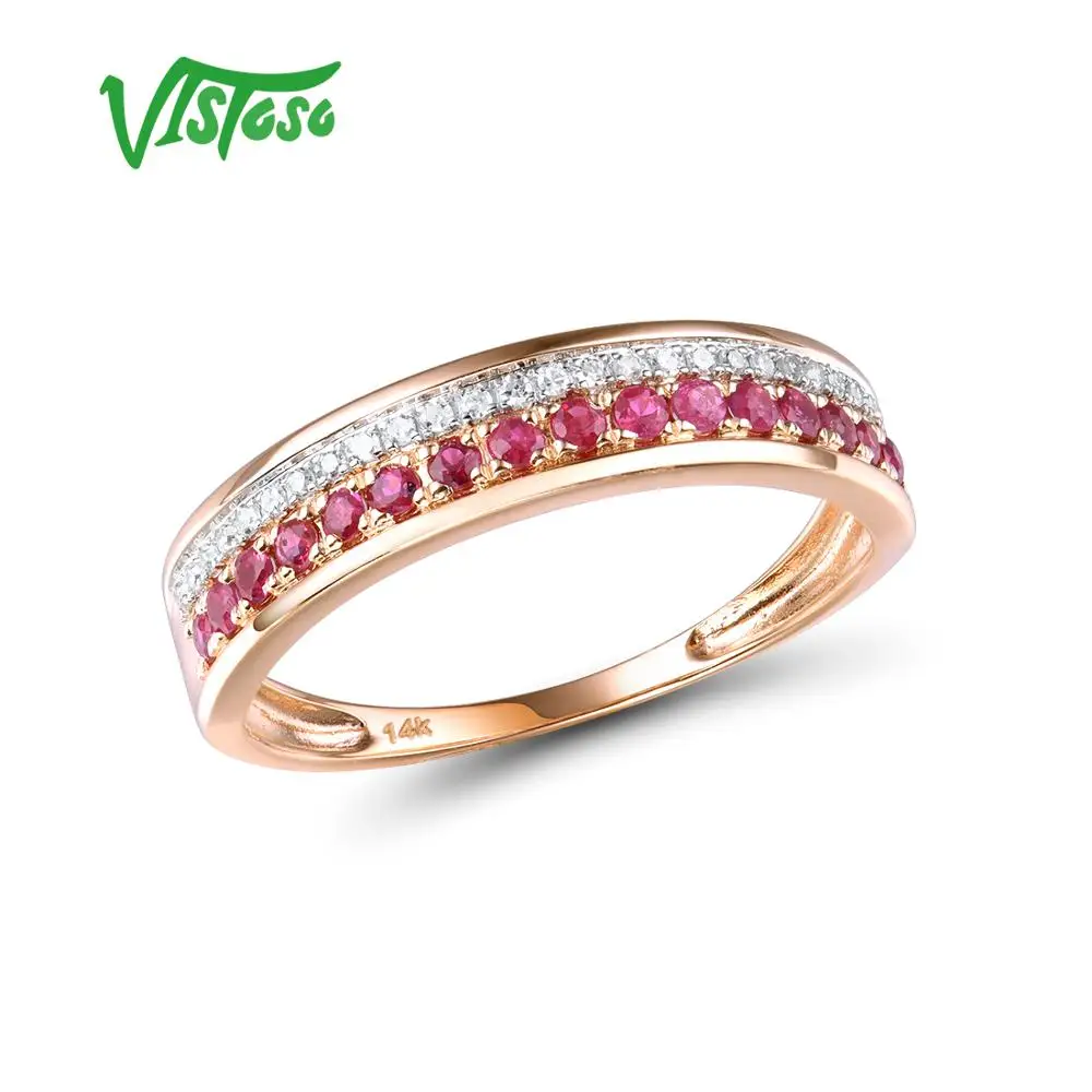 VISTOSO 14 K кольца из розового золота для Леди Подлинная блестящая Бриллиантовая