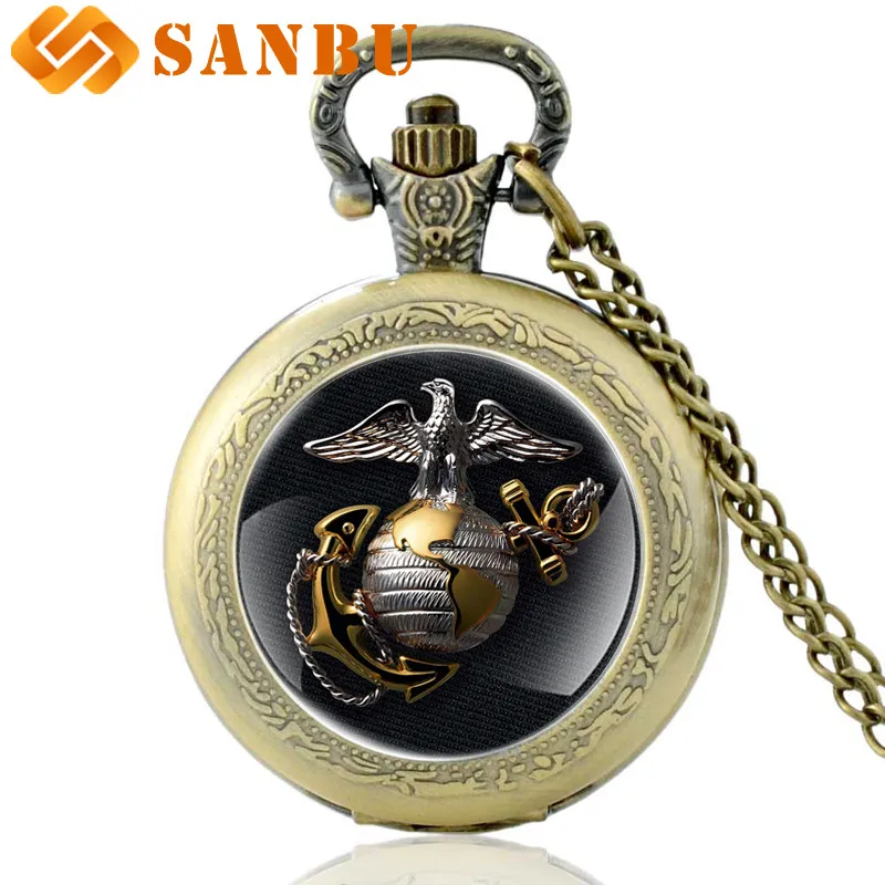 Новые модные кварцевые карманные часы США морской пехоты USMC винтажные мужские