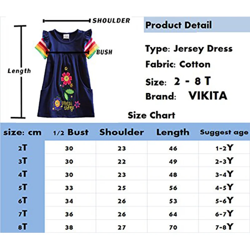 VIKITA; летнее платье для девочек; Vestidos Для детей; платья для девочек с рисунком единорога; платье с цветочным рисунком для малышей; детская хлопковая одежда принцессы