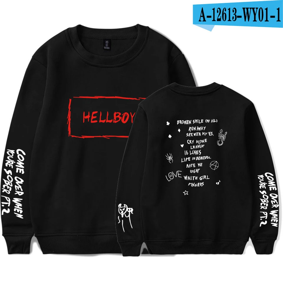 Бургундия Rep Lil Peep Женская и мужская весенняя одежда новая горячая распродажа Harajuku монолитным длинным рукавом толстовки с принтом Kpops Толстовка Мода 4XL - Цвет: Бургундия