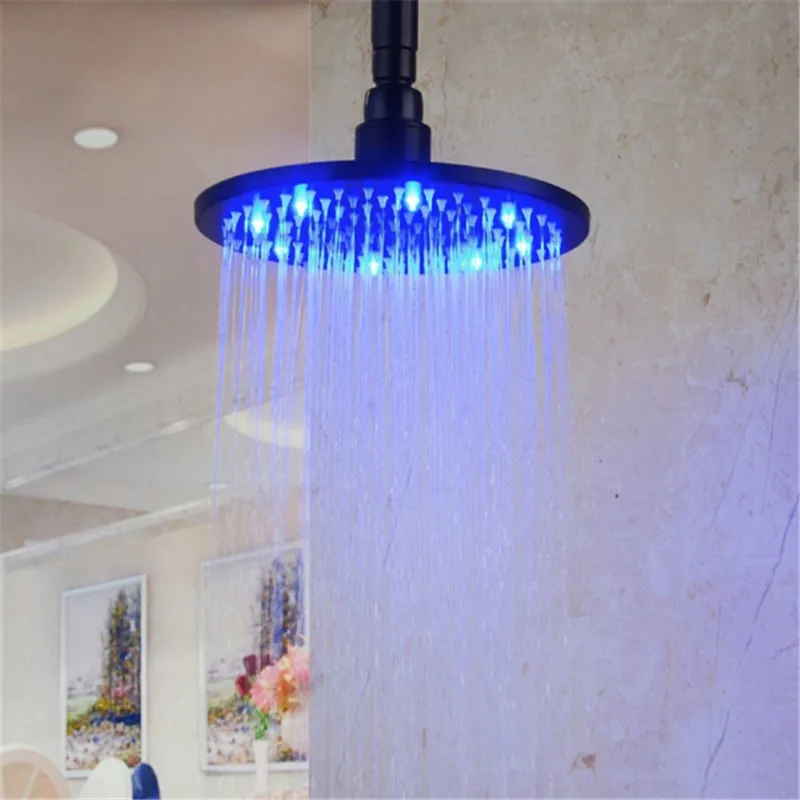 8 дюймов Круглый дождь насадка для душа с 3 цвета Температура чувствительной Led