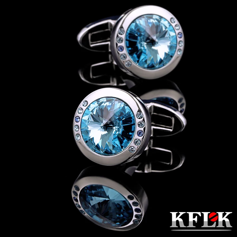 KFLK ювелирные изделия рубашка amall запонки для унисекс бренд Синий Кристалл