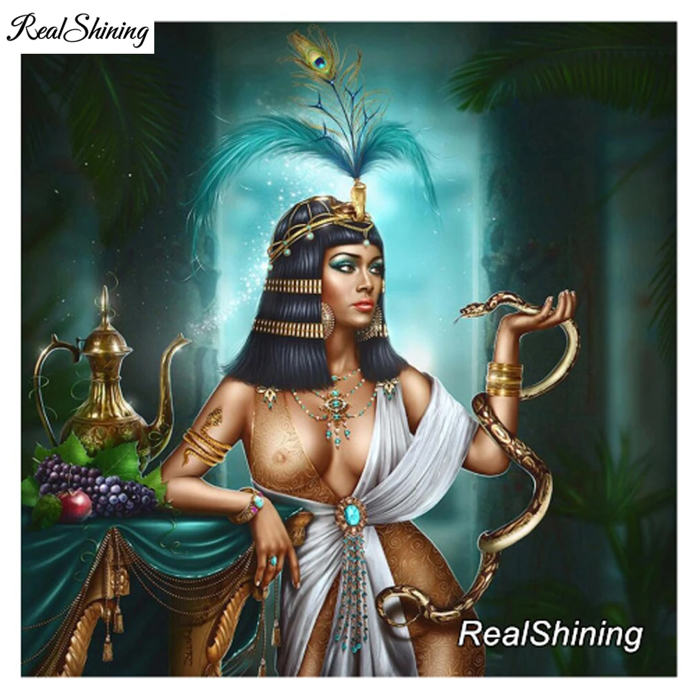Алмазная вышивка REALSHINING Cleopatra полностью квадратная картина ручной работы стразы